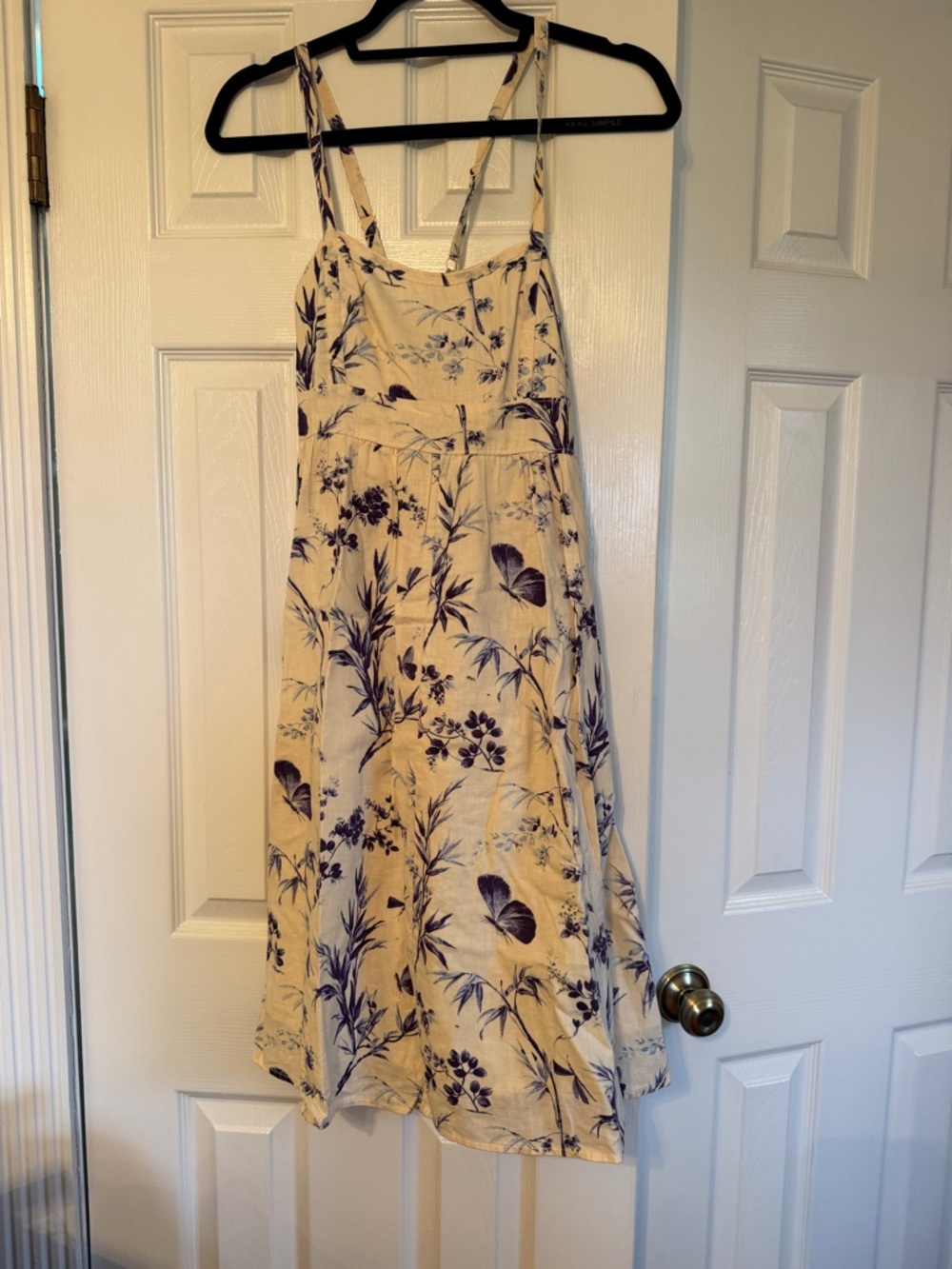 GAP Cream Floral Midi Sundress with Navy Botanical Print